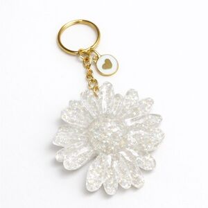 Glitter Resin Daisy Flower Keychain